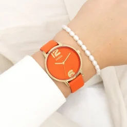 Oozoo Damen Armbanduhr Timepieces Analog Leder organge UOC11341