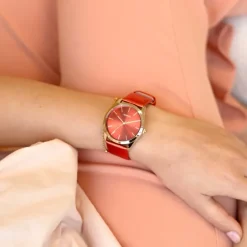 Oozoo Damen Armbanduhr Timepieces Analog Leder rot UOC11335