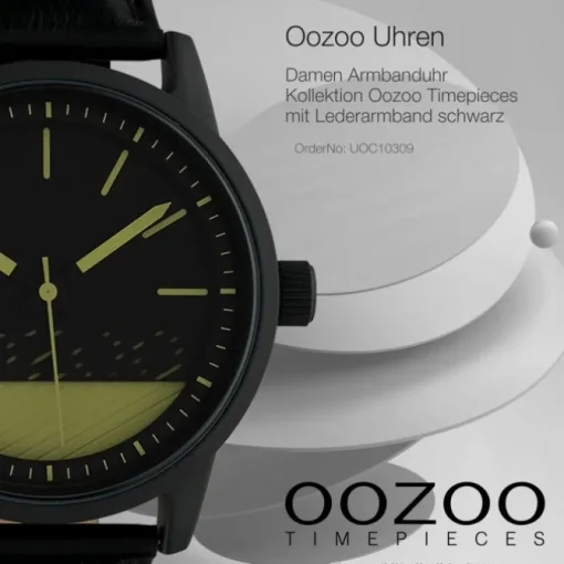 Oozoo Damen Armbanduhr Timepieces Analog Leder schwarz UOC10309