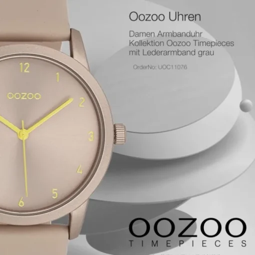 Oozoo Damen Armbanduhr Timepieces Analog Leder grau UOC11076