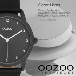 Oozoo Damen Armbanduhr Timepieces Analog Leder schwarz UOC11079