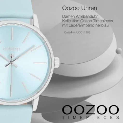 Oozoo Damen Armbanduhr Timepieces Analog Leder hellblau UOC11369