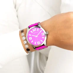 Oozoo Damen Armbanduhr Timepieces Analog Leder pink UOC1074A