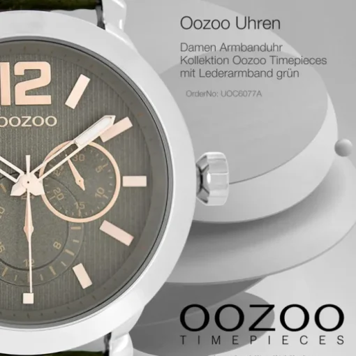 Oozoo Damen Armbanduhr Timepieces Analog Leder grün UOC6077A