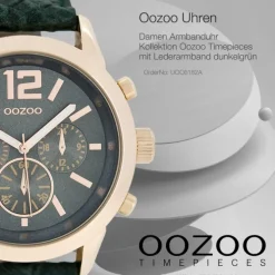 Oozoo Damen Armbanduhr Timepieces Analog Leder dunkelgrün UOC6182A