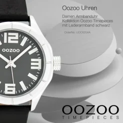 Oozoo Damen Armbanduhr Timepieces Analog Leder schwarz UOC6204A