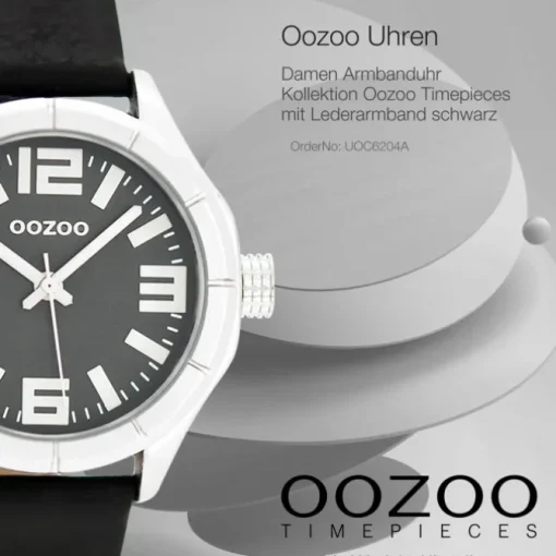 Oozoo Damen Armbanduhr Timepieces Analog Leder schwarz UOC6204A
