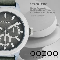 Oozoo Damen Armbanduhr Timepieces Analog Leder dunkelgrau UOC6207A