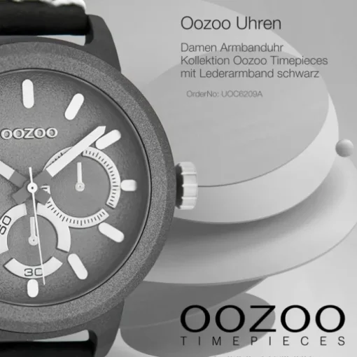 Oozoo Damen Armbanduhr Timepieces Analog Leder schwarz UOC6209A