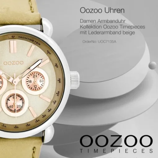 Oozoo Damen Armbanduhr Timepieces Analog Leder beige UOC7135A