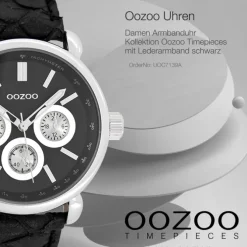 Oozoo Damen Armbanduhr Timepieces Analog Leder schwarz UOC7139A