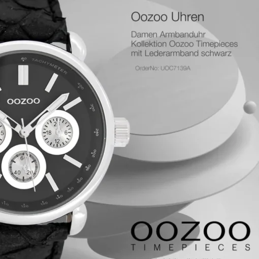 Oozoo Damen Armbanduhr Timepieces Analog Leder schwarz UOC7139A