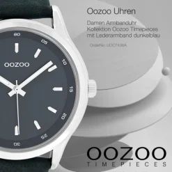 Oozoo Damen Armbanduhr Timepieces Analog Leder dunkelblau UOC7438A