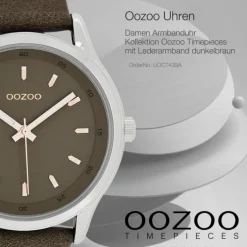 Oozoo Damen Armbanduhr Timepieces Analog Leder dunkelbraun UOC7439A