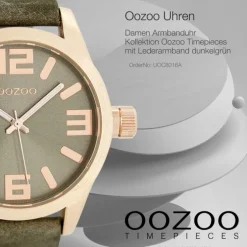 Oozoo Damen Armbanduhr Timepieces Analog Leder dunkelgrün UOC8016A