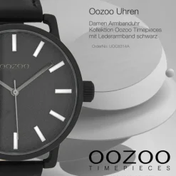 Oozoo Damen Armbanduhr Timepieces Analog Leder schwarz UOC8314A