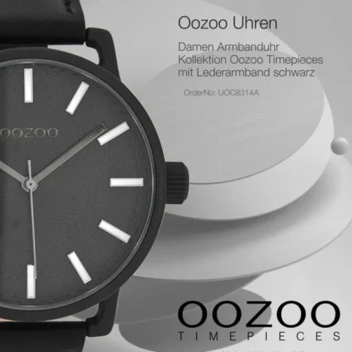 Oozoo Damen Armbanduhr Timepieces Analog Leder schwarz UOC8314A