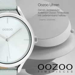 Oozoo Damen Armbanduhr Timepieces Analog Leder hellblau UOC8346A