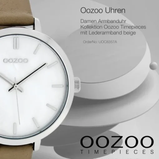 Oozoo Damen Armbanduhr Timepieces Analog Leder beige UOC8357A
