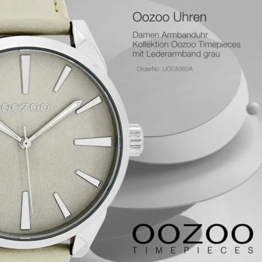 Oozoo Damen Armbanduhr Timepieces Analog Leder grau UOC8360A