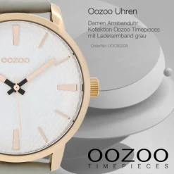 Oozoo Damen Armbanduhr Timepieces Analog Leder grau UOC9020A