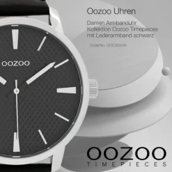 Oozoo Damen Armbanduhr Timepieces Analog Leder schwarz UOC9024A