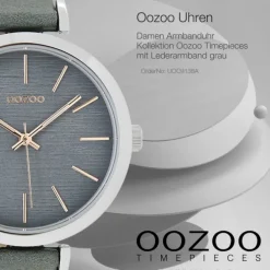 Oozoo Damen Armbanduhr Timepieces Analog Leder grau UOC9138A