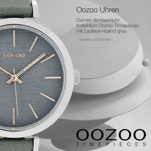 Oozoo Damen Armbanduhr Timepieces Analog Leder grau UOC9138A