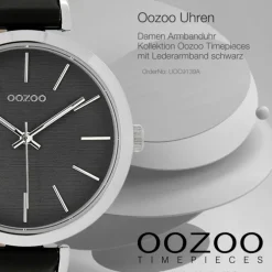 Oozoo Damen Armbanduhr Timepieces Analog Leder schwarz UOC9139A