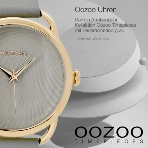 Oozoo Damen Armbanduhr Timepieces Analog Leder grau UOC9160A