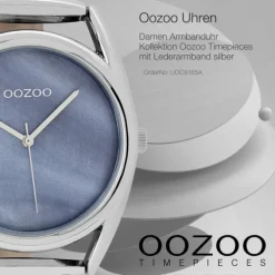 Oozoo Damen Armbanduhr Timepieces Analog Leder silber UOC9165A