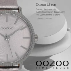 Oozoo Damen Armbanduhr Timepieces Analog Leder silber UOC9198A