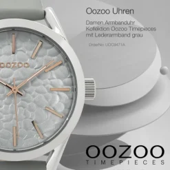 Oozoo Damen Armbanduhr Timepieces Analog Leder grau UOC9471A