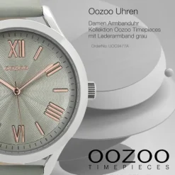 Oozoo Damen Armbanduhr Timepieces Analog Leder grau UOC9477A