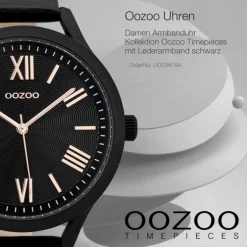 Oozoo Damen Armbanduhr Timepieces Analog Leder schwarz UOC9479A
