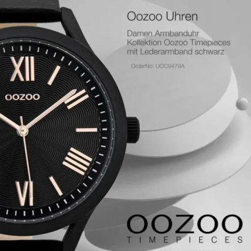 Oozoo Damen Armbanduhr Timepieces Analog Leder schwarz UOC9479A