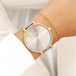 Oozoo Damen Armbanduhr Timepieces Analog Leder taupe braun UOC11256