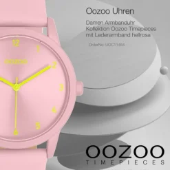 Oozoo Damen Armbanduhr Timepieces Analog Lederband hellrosa UOC11464