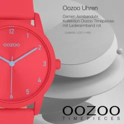 Oozoo Damen Armbanduhr Timepieces Analog Lederband rot UOC11465