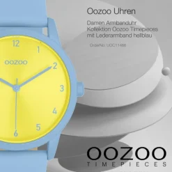 Oozoo Damen Armbanduhr Timepieces Analog Lederband hellblau UOC11466