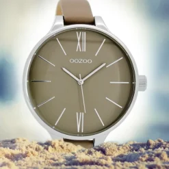 Oozoo Damen Armbanduhr Timepieces C9543 45mm Quarz Leder beige UOC9543