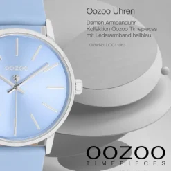 Oozoo Damen Armbanduhr Timepieces Analog Leder hellblau UOC11063