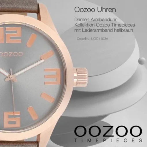 Oozoo Damen Armbanduhr Timepieces Analog Leder hellbraun UOC1103A