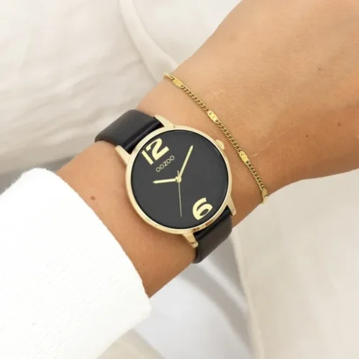 Oozoo Damen Armbanduhr Timepieces Analog Leder schwarz UOC11239