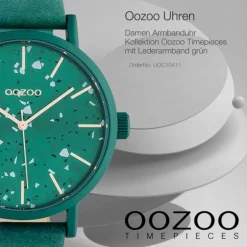 Oozoo Damen Armbanduhr Timepieces Analog Leder grün UOC10411