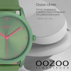 Oozoo Damen Armbanduhr Timepieces Analog Leder grün UOC11056