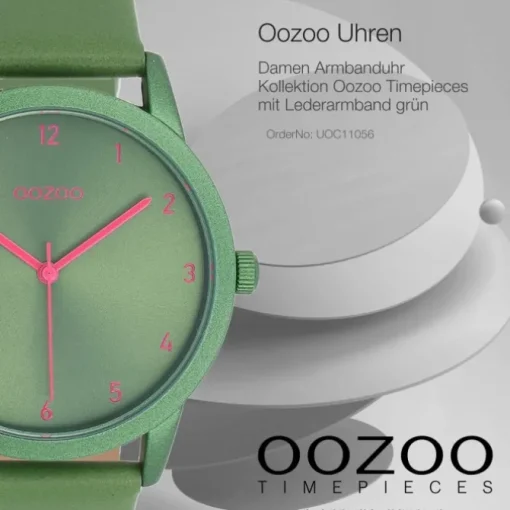 Oozoo Damen Armbanduhr Timepieces Analog Leder grün UOC11056