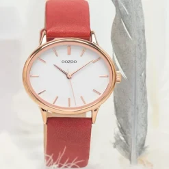 Oozoo Damen Armbanduhr Timepieces C10942 Analog Leder rot UOC10942