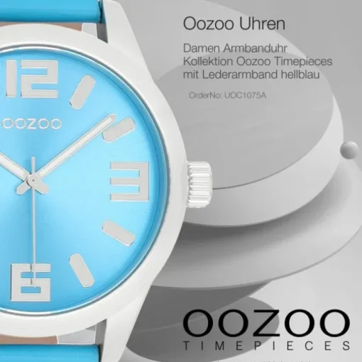 Oozoo Damen Armbanduhr Timepieces Analog Leder hellblau UOC1075A