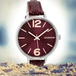 Oozoo Damen Armbanduhr Timepieces C9482 Quarz Leder weinrot UOC9482